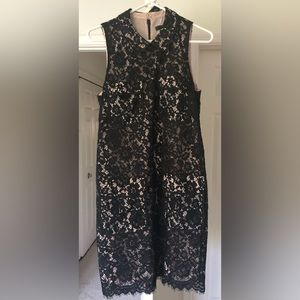 Jcrew dress size 8 black lace midi with Peter Pan collar and pockets! Adorable!